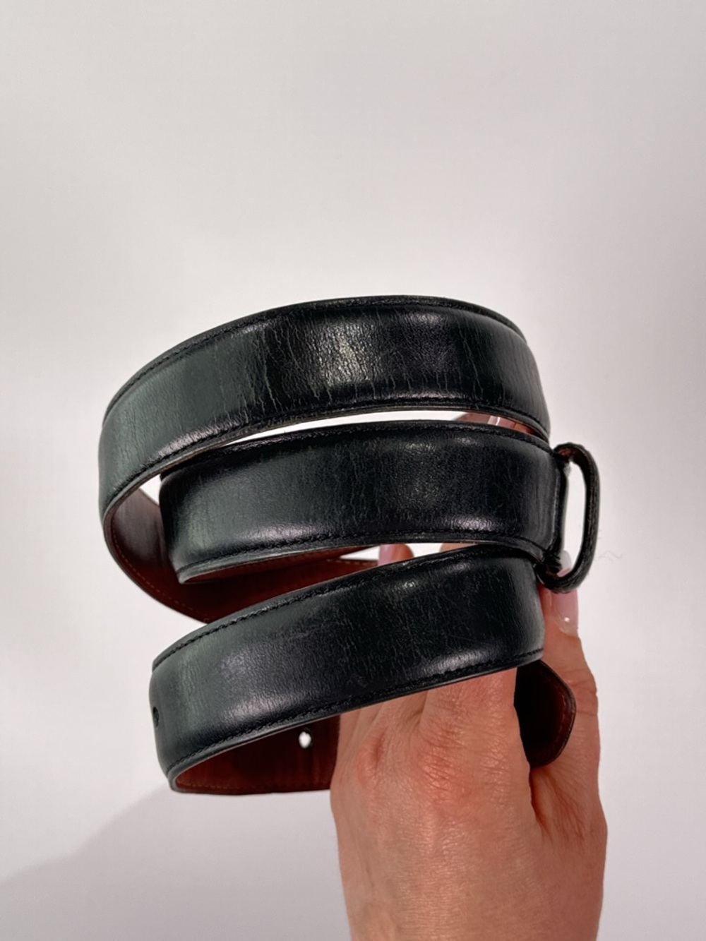 Vintage Coach USA Made 34 Black Leather Belt 5951 - Picture 3 of 10